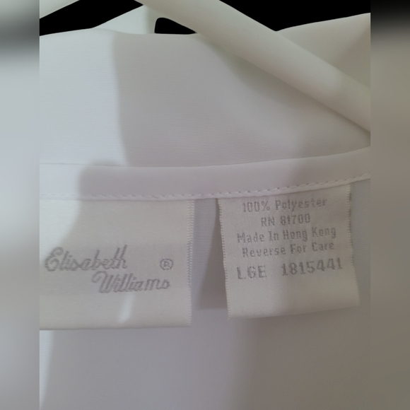 Elizabeth Williams Sz Lg White Long Sleeved Button Down Blouse - Picture 2 of 8